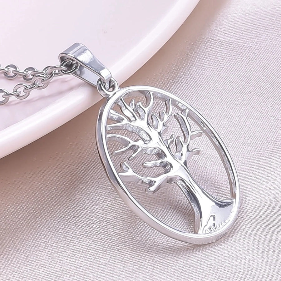 Jewelry Basic Modern Style Classic Style Life Tree 304 Stainless Steel 18K Gold Plated Plating Pendant Necklace