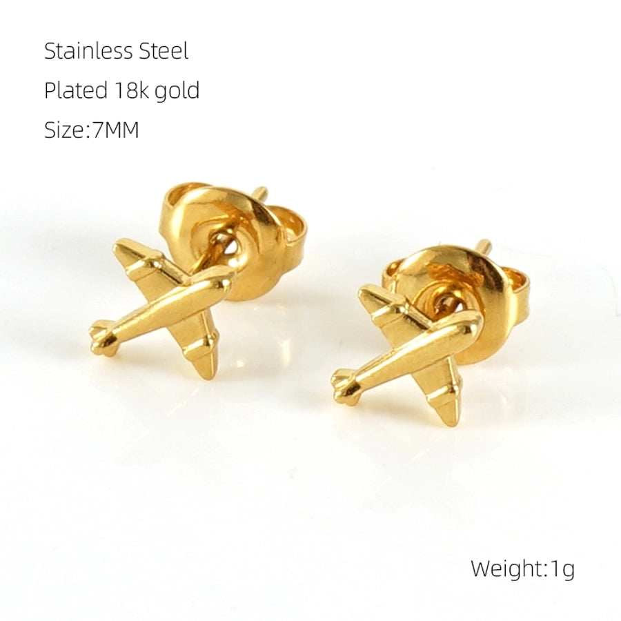 1 Pair Simple Style Geometric Plating Stainless Steel Titanium Steel 18K Gold Plated Ear Studs