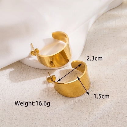 1 pair ig style basic cool style solid color plating stainless steel 18k gold plated earrings ear studs