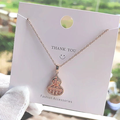 Fashion Heart Shape Peanut Windmill 304 Stainless Steel Copper Plating Inlay 18K Gold Plated White-Plated K Zircon Pendant Necklace