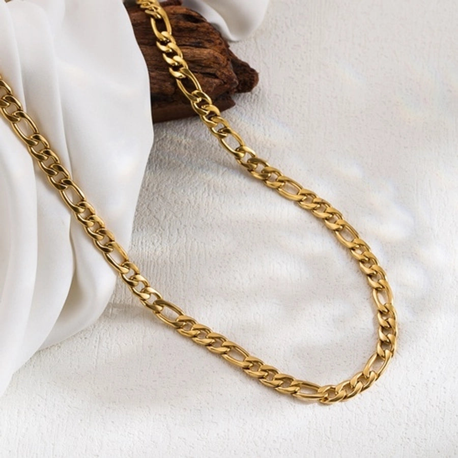 casual simple style solid color stainless steel 18k gold plated necklace