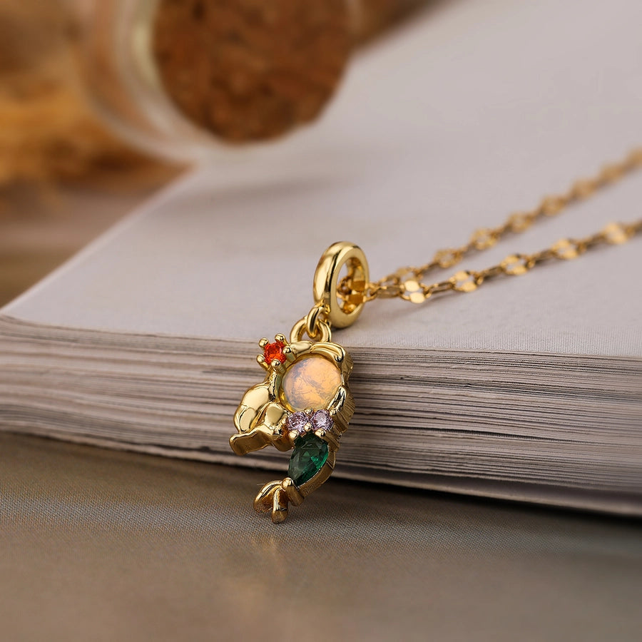 Copper Plating Inlay Mermaid Zircon Pendant Necklace Princess