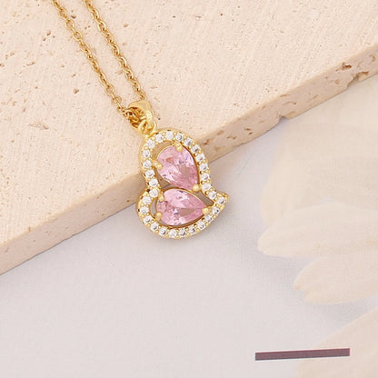 Stainless Steel 18K Gold Plated Casual Plating Heart Shape Butterfly Zircon Pendant Necklace