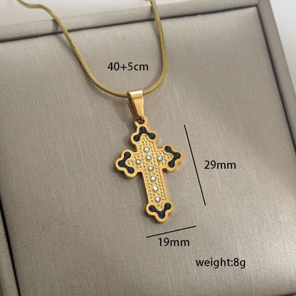 Jewelry Vintage Style Simple Style Cross 304 Stainless Steel Plating Pendant Necklace