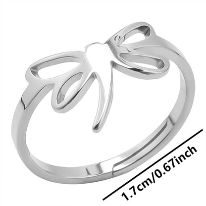 Jewelry Commute Solid Color Bow Knot 304 Stainless Steel 18K Gold Plated Plating Rings