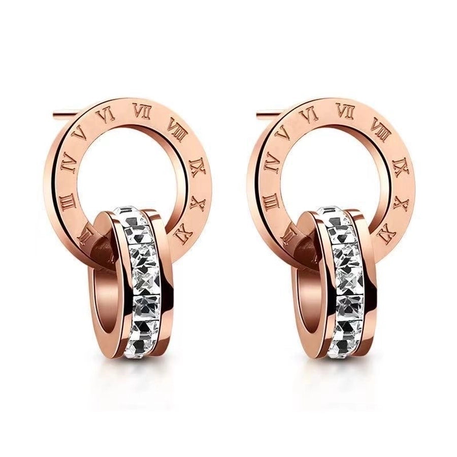 1 Pair Fashion Letter Plating Stainless Steel Zircon 18K Gold Plated Earrings