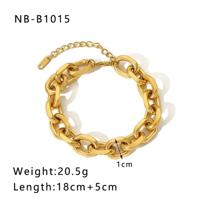 Hip-Hop Punk Classic Style Solid Color Stainless Steel 18K Gold Plated Bracelets In Bulk