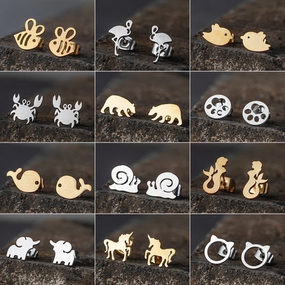 cartoon style plating stainless steel no inlaid earrings ear studs