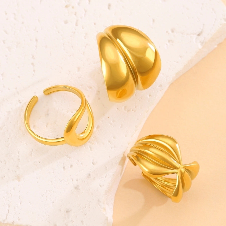 Jewelry Simple Style Solid Color Titanium Steel No Inlay 18K Gold Plated Plating Rings