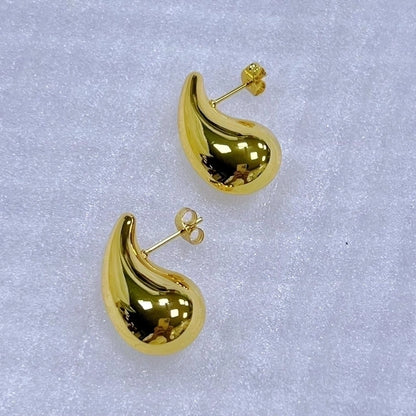 1 Pair Simple Style Water Droplets Plating Stainless Steel 18K Gold Plated Ear Studs