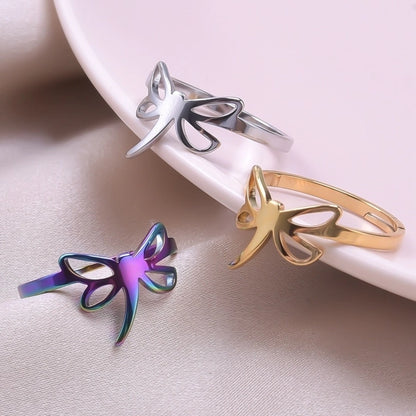 Jewelry Commute Solid Color Bow Knot 304 Stainless Steel 18K Gold Plated Plating Rings