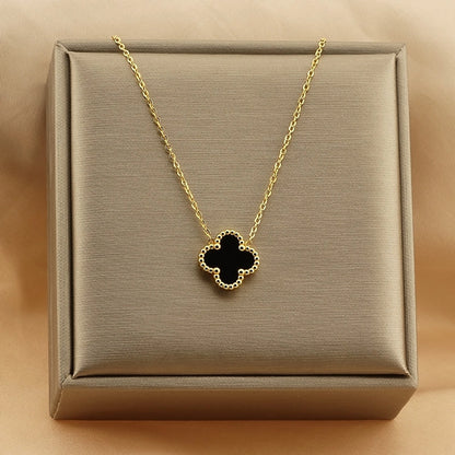 Jewelry Simple Style Four Leaf Clover 304 Stainless Steel Arylic 18K Gold Plated Plating Pendant Necklace