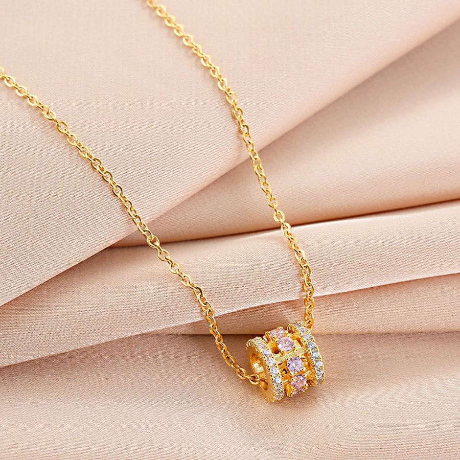 Fashion Heart Shape Peanut Windmill 304 Stainless Steel Copper Plating Inlay 18K Gold Plated White-Plated K Zircon Pendant Necklace