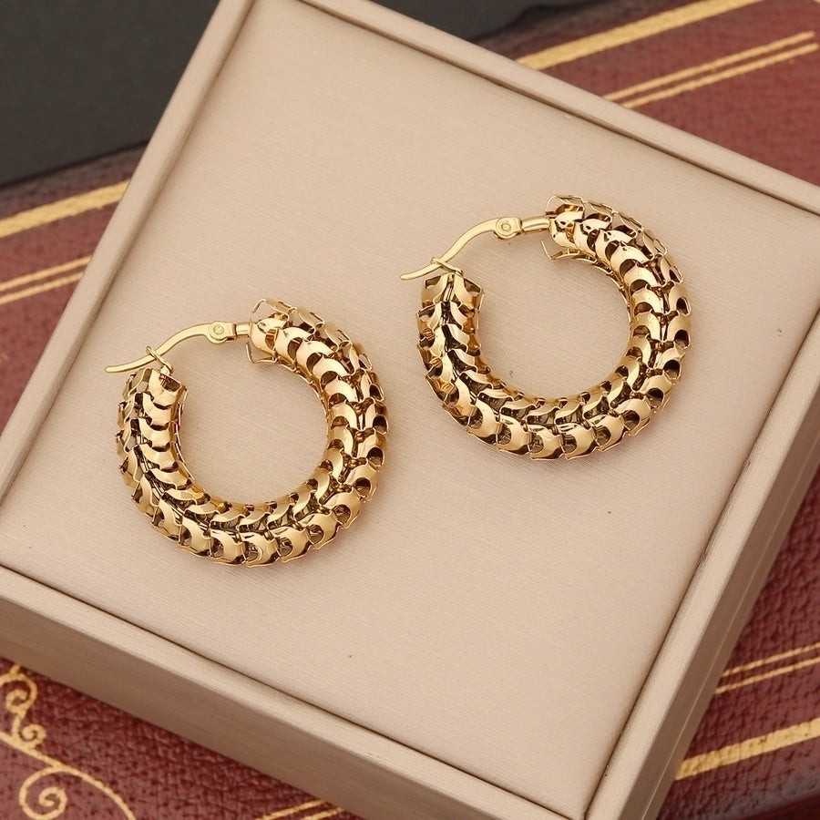 1 pair simple style u shape circle stainless steel plating hoop earrings