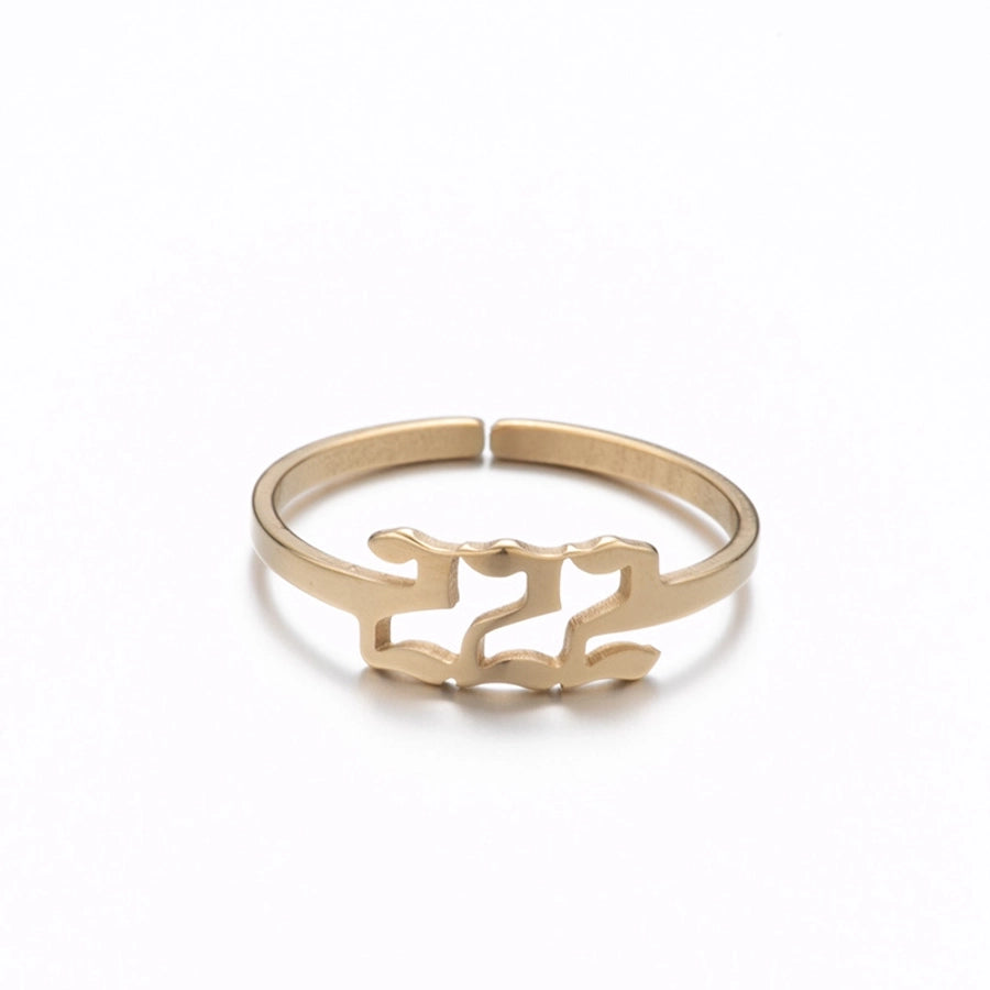 Jewelry Fashion Number 201 Stainless Steel No Inlaid 18K Gold Plated Plating Open Ring