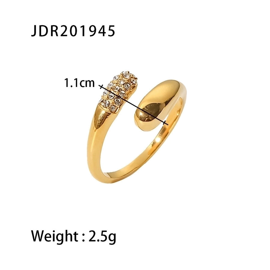 Jewelry Vintage Style Snake 304 Stainless Steel Artificial Diamond Plating Open Ring