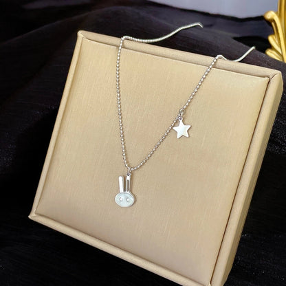 Simple Style Letter Heart Shape Butterfly Titanium Steel Inlay Shell Necklace