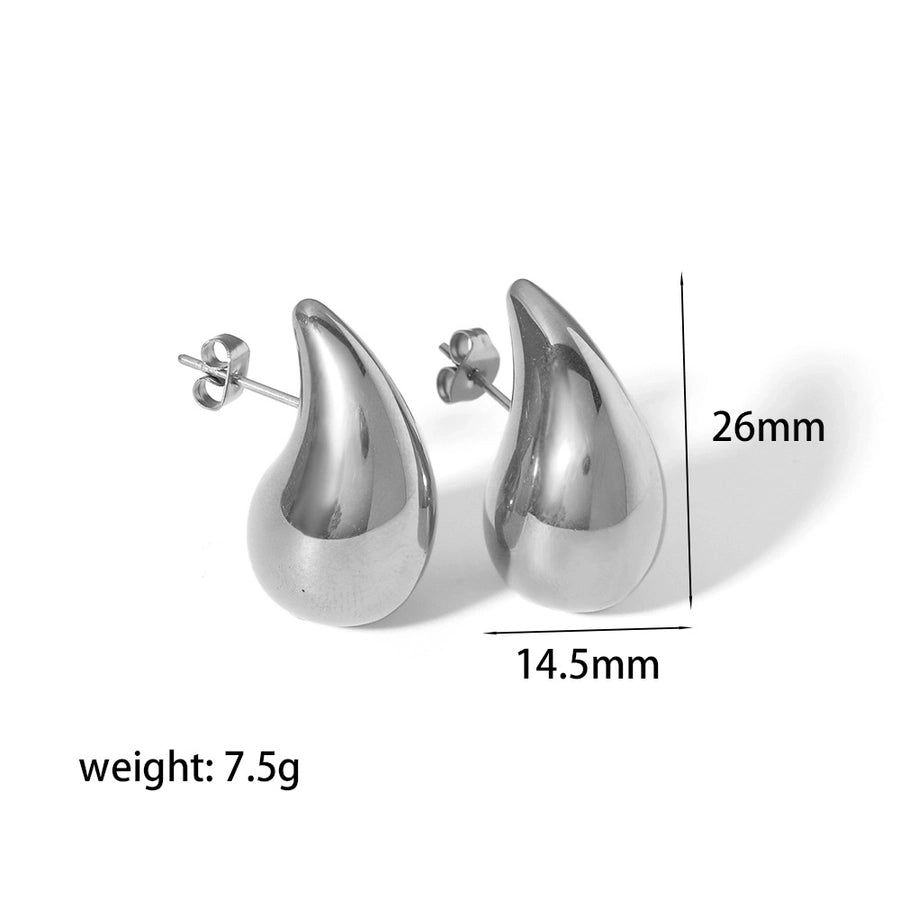 1 Pair Simple Style Water Droplets Plating Stainless Steel 18K Gold Plated Ear Studs