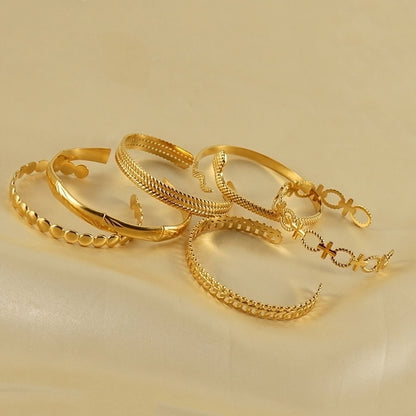 INS Style Cross Snake 304 Stainless Steel 18K Gold Plated Bangle In Bulk