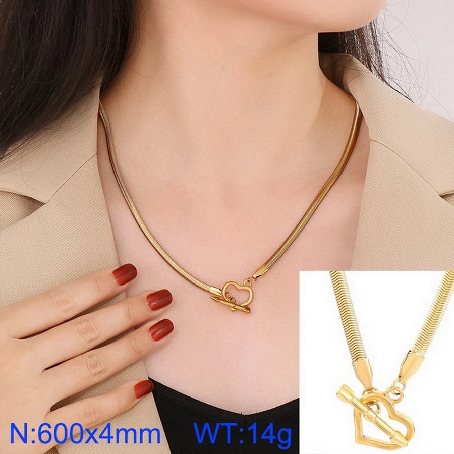 Stainless Steel Titanium Steel 18K Gold Plated Retro Cool Style Plating Heart Shape Pendant Necklace