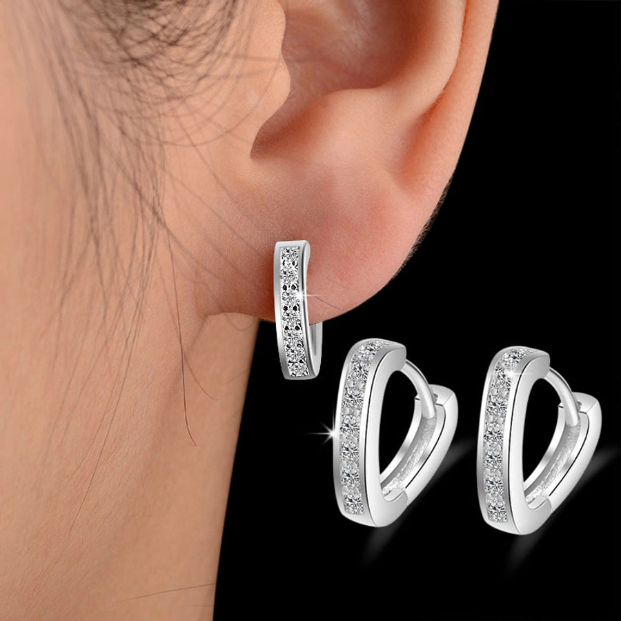 1 pair simple style v shape plating inlay copper zircon white gold plated earrings