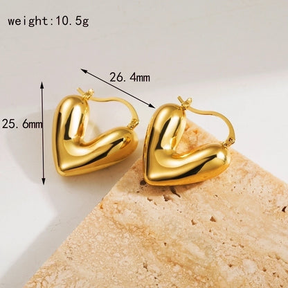 1 Pair Casual Round Heart Shape Polishing Copper 18K Gold Plated Earrings