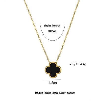 304 Stainless Steel 18K Gold Plated Cute Sweet Inlay Four Leaf Clover Acrylic Bracelets Earrings Necklace