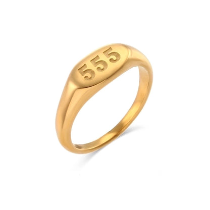 Jewelry Fashion Number 304 Stainless Steel No Inlaid 18K Gold Plated Rings