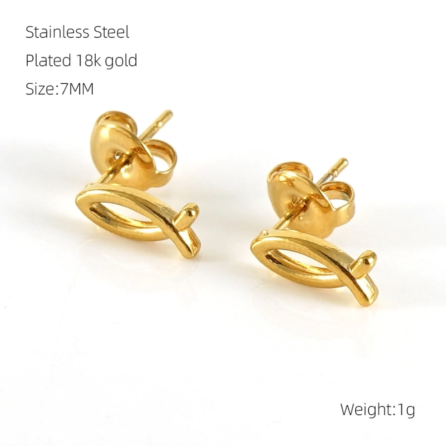 1 Pair Simple Style Geometric Plating Stainless Steel Titanium Steel 18K Gold Plated Ear Studs