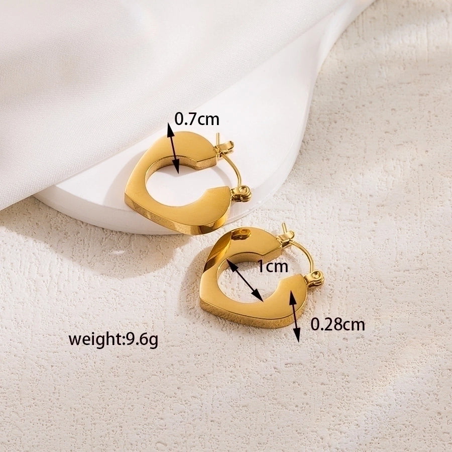 1 pair ig style basic cool style solid color plating stainless steel 18k gold plated earrings ear studs