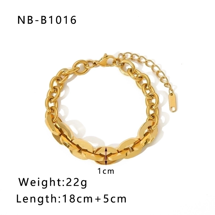 Hip-Hop Punk Classic Style Solid Color Stainless Steel 18K Gold Plated Bracelets In Bulk