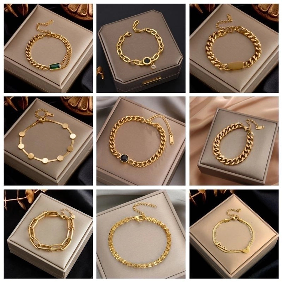 fashion geometric titanium steel plating inlay zircon bracelets