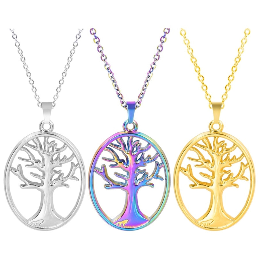 Jewelry Basic Modern Style Classic Style Life Tree 304 Stainless Steel 18K Gold Plated Plating Pendant Necklace