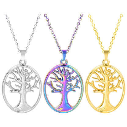 Jewelry Basic Modern Style Classic Style Life Tree 304 Stainless Steel 18K Gold Plated Plating Pendant Necklace