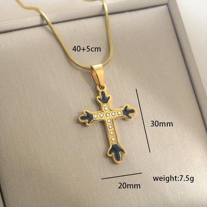 Jewelry Vintage Style Simple Style Cross 304 Stainless Steel Plating Pendant Necklace