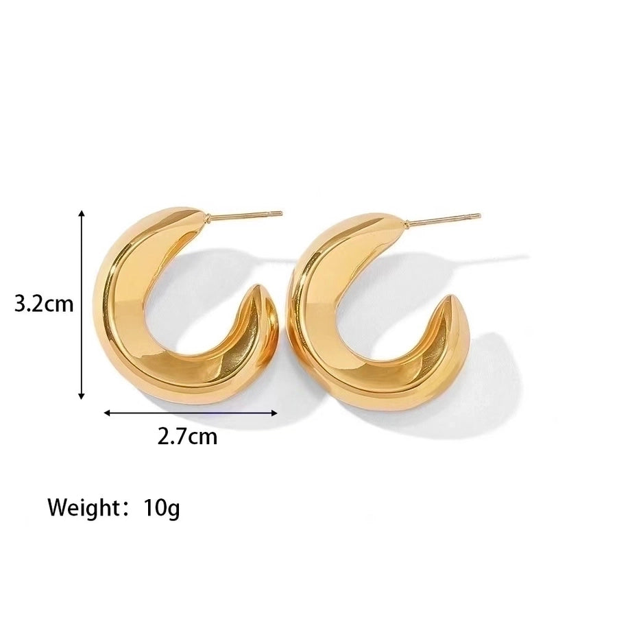 1 Pair Fashion Solid Color Plating 304 Stainless Steel 18K Gold Plated Earrings