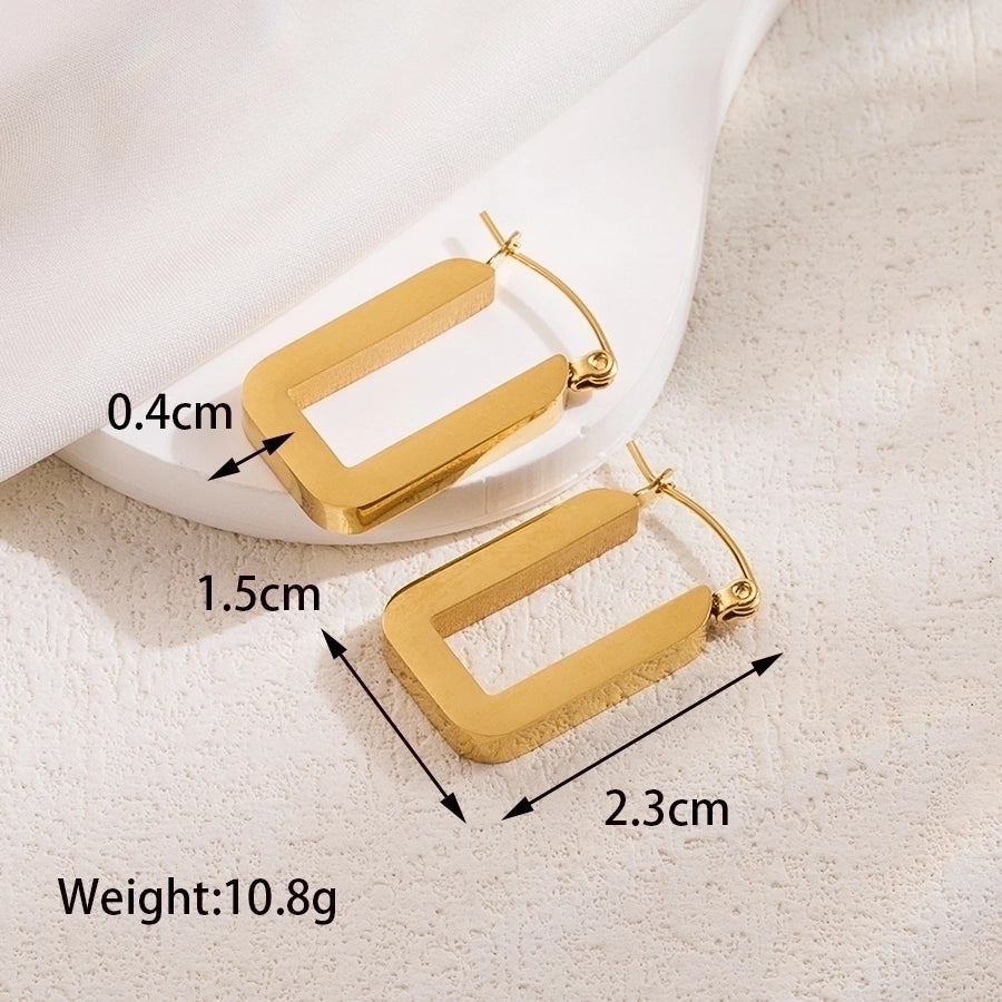 1 pair ig style basic cool style solid color plating stainless steel 18k gold plated earrings ear studs