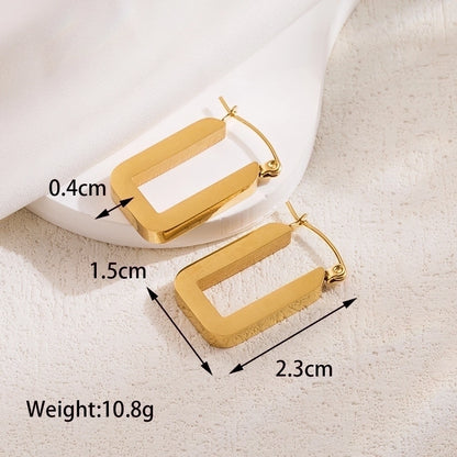 1 pair ig style basic cool style solid color plating stainless steel 18k gold plated earrings ear studs