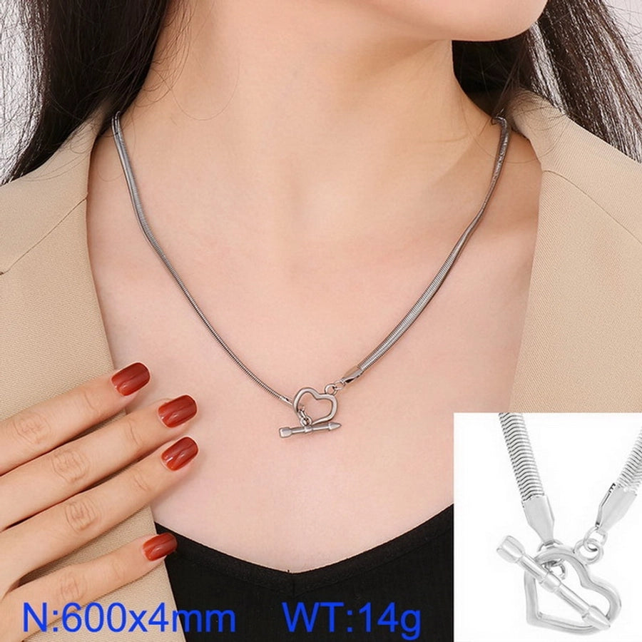 Stainless Steel Titanium Steel 18K Gold Plated Retro Cool Style Plating Heart Shape Pendant Necklace