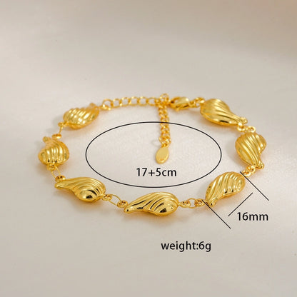 Simple Style Classic Style Heart Shape Shell 304 Stainless Steel cable chain Bracelets In Bulk