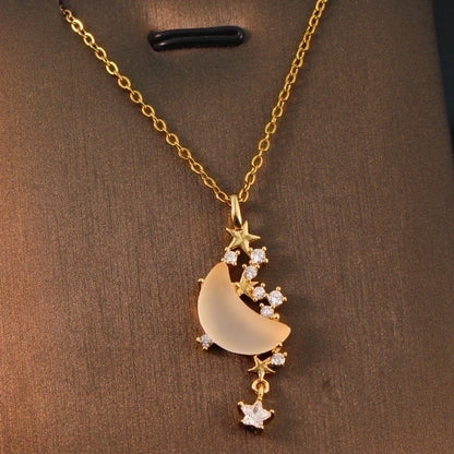 Titanium Steel Basic Plating Inlay Heart Shape Zircon Pendant Necklace