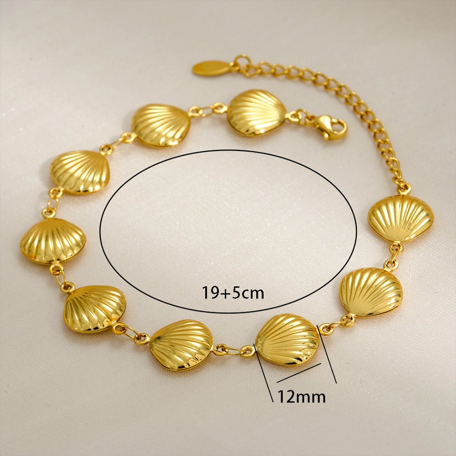 Simple Style Classic Style Heart Shape Shell 304 Stainless Steel cable chain Bracelets In Bulk