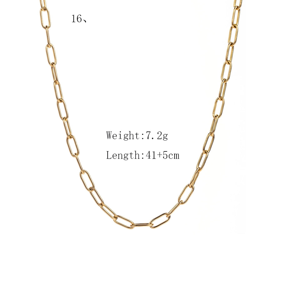 casual simple style solid color stainless steel 18k gold plated necklace