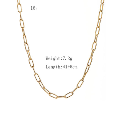 casual simple style solid color stainless steel 18k gold plated necklace