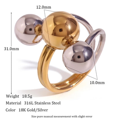 Jewelry Retro Color Block 304 Stainless Steel 18K Gold Plated Plating Rings