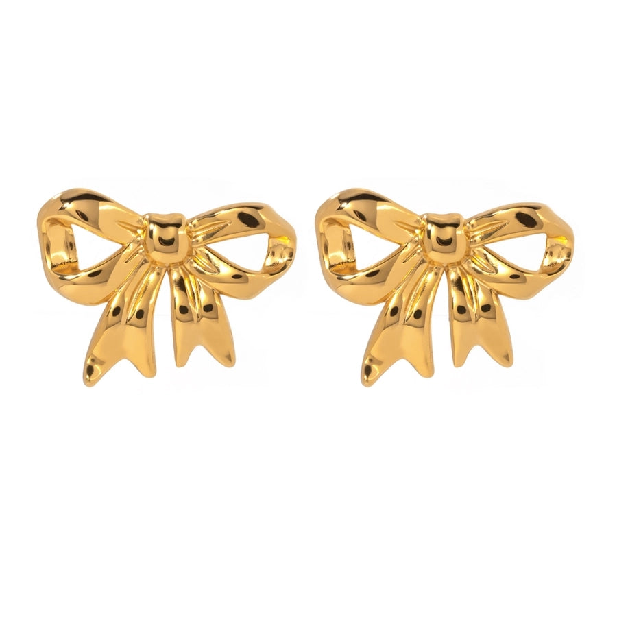 1 Pair Elegant Simple Style Bow Knot Plating 304 Stainless Steel 18K Gold Plated Ear Studs