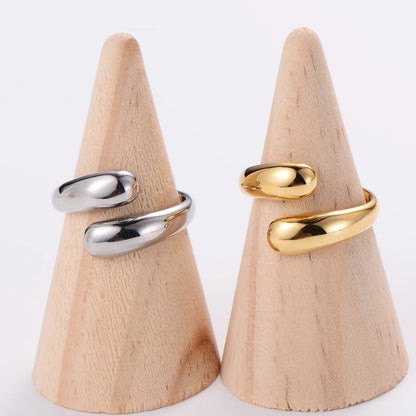 304 Stainless Steel 18K Gold Plated Simple Style Plating Solid Color No Inlaid Open Ring