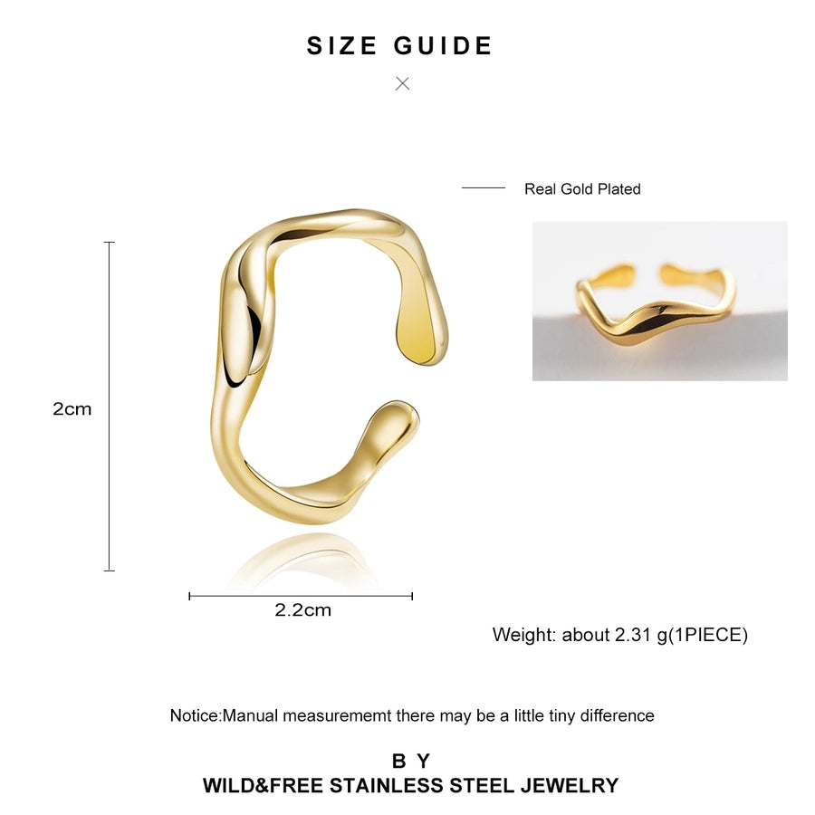 Jewelry Simple Style U Shape 304 Stainless Steel 18K Gold Plated Plating Open Ring