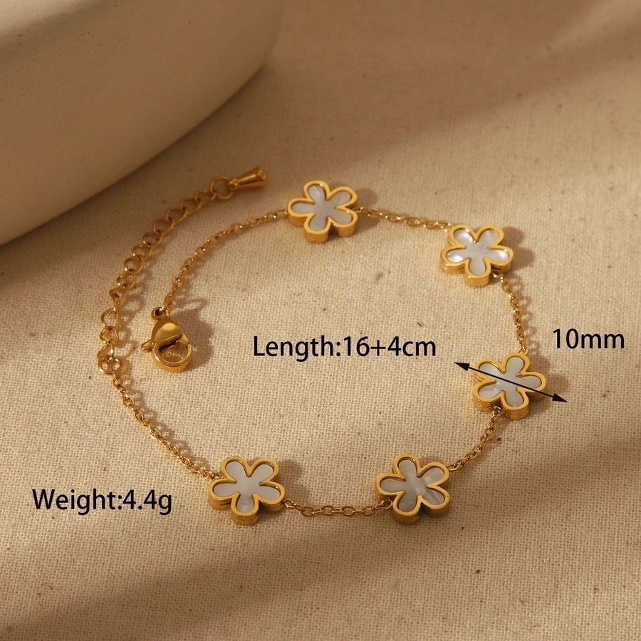 Jewelry IG Style French Style Commute Solid Color Flower 304 Stainless Steel Acrylic 18K Gold Plated Bracelets Earrings Necklace