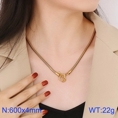 Stainless Steel Titanium Steel 18K Gold Plated Retro Cool Style Plating Heart Shape Pendant Necklace